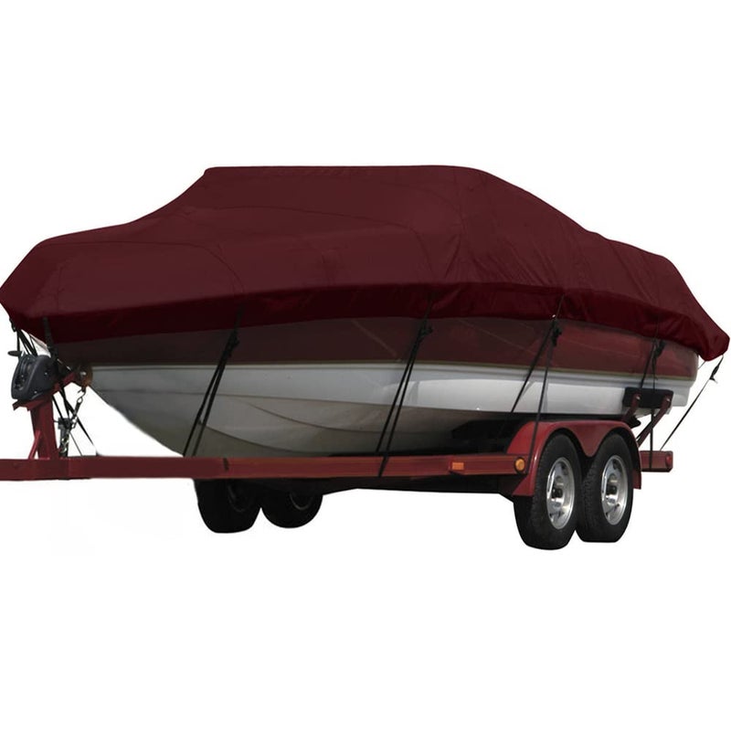 Seamander Heavy-Duty Polyester Boat Cover, Waterproof, Fits Jon, V-Hull, Tri-Hull, Bass, Fish & Ski, Runabout Bowrider Boats, 12' - 14' Long, 68"" Beam Width - Image 1